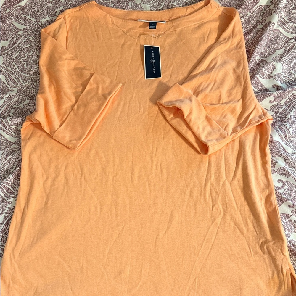 Karen Scott Vibrant Orange Short Sleeve Top​